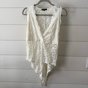 Ambiance Lace Bodysuit in White Lingerie or Body Suit